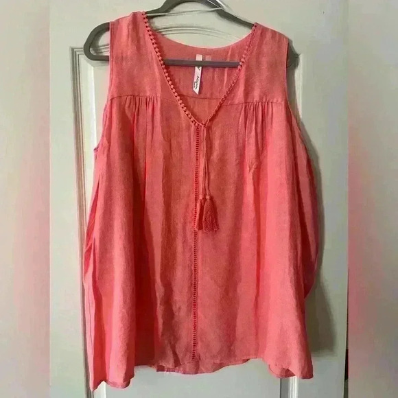 NWT NY Collection Coral Cold Shoulder Flowy Top Women’s Size 2X - Picture 1 of 12
